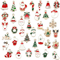 Sannidhi 40Pcs Christmas Charms Pendants Set Assorted Jewelry Making Kit Gold Plated Enamel Pendants Charms For Diy Earrings Bracelet Necklace, Christmas Gift And Crafting