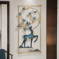 Anshika International Wall Art Deer And Butterfly Metal Frame With Led, Wall Sculpture For Living Room, Bedroom, Office Wall Hanging For Home Decorative-A2