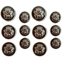 Spongy Metal Buttons For Coat, Suits And Jacket, Set Of 6Pc Big(22Mm) And 6Pc (Small 15Mm) (Pack Of 12Pcs) 1121