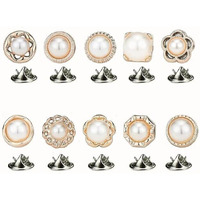 Gopendra 10Pcs Button For Women Shirt Button For Clothing Dress Supplies Clothing Bags Accessories Supplies Diy Crafts, Brooch For Women Shirt Brooch Buttons Cover Up Button (Pearl (10Pc))