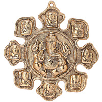 Dreamkraft Astavinayaka (8 Avatar Of Lord Ganesha) Metal Gold Plated Wall Hanging For Home Festive Gifting, Housewarming Decoration And Gift Purpose
