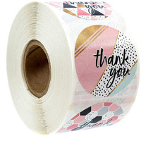 Kcr Pink Round Thank You Stickers For Favor Party Gift Packaging (500 Stickers)