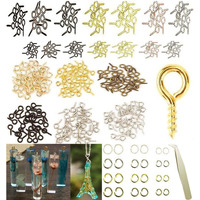 Diy Crafts 450 Pcs Screw Jump Rings, Antique Silver, Swivel Clasps Set Metal Lanyard Snap Hook, Lobster Claw Clasps Keychain Rings Open Rings Eye (450 Pcs Screw Jump Rings, Antique Silver)
