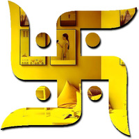 Vah- Kya Bat Hai !! Swastika Golden, Mandir Sticker, Pooja Mandir Stickers, Stickers For Mandir, Sticker For Mandir Wall Sticker (Set Of 1)