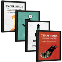 Chaka Chaundh Motivational Office Quotes Wall Frames - Job Business Quotes Wall Framed Posters - (14 X11 Inches)  Set Of 4