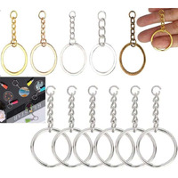 Diy Crafts 5 Chain+Key Chain, Silver Swivel Clasps Metal Lanyard Snap Hook Lobster Claw Clasps Keychain Rings Open Rings Eye Screws Pins For Jewelry Crafts (5 Chain+Key Chain, Silver)