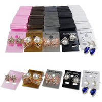 Diy Crafts Earring Ear Studs Organizer Holder Black Plastic Jewelry Display Rack Printed Earring Cards, Pack Of 200, Four Design 25X4 Combo