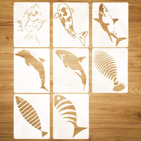 Angoo Animal Stencils For Panting-Fish Stencils,8 Pack