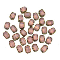 Embroiderymaterial Flatback Sew On Kundan Beads/Rhinestone/Gem Stone For Craft, Embroidery, Jewellery Making, Dresses, Embellishments, Bracelet Making (5X7Mm, Rectangle Shape, Rose Color, 50 Pieces)