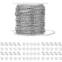 Diy Crafts Design # No 2, Lobster And Jump Rings, 2Mm Stainless Steel Link Cable Chain With 20 Lobster (Design # No 2, Lobster And Jump Rings)