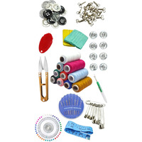 Rianz Tailoring Travel Sewing Sets Kit Box With 10 Thread Spool, Needles, Measure Tape, Shirt And Pant Buttons, Seam Ripper, Scissor, Pearl Pin Etc. With Sewing Kit Box. (Pack Of 133 Pcs)