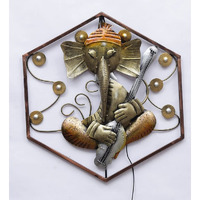 Decore Basket Hexon Metal Ganesha Wall For Home Decoration, Gold, Pack Of 1.