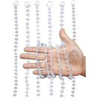 Den Decoration Premium Iridescent Crystal Acrylic Beads String Sequin Chain Garland (5 Feet) (Rocking Domes, Pack Of 5 Lines)