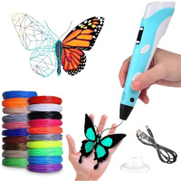 Vikrida Combo Set Of 3D Pen, Lcd Display With 10 Pcs 5 Metre +3 Pcs 5 Metre Different Color Of Pla Filament Refills (1.75 Mm), Creative Modelling, Arts & Craft Kit - Multicolor, Kids
