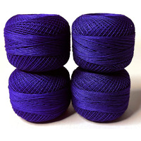 Adikala 3 Ply Premium Knitting Tatting Shuttle,Crochet Cotton Dori Balls For Knitting, Weaving, Embroidery And Craft Making (Set Of 4)-120Gms (Dark Blue)