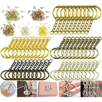Diy Crafts 5X Pcs, Gold, Split Key Ring With Chain Set, Metal Flat Keychain Rings 1 Inch With Open Jump Rings And Screw Eye Pins Bulk, Colors, For Resin Jewelry (5X Pcs, Gold)