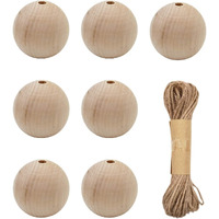 Diy Crafts 130, Mixed Unassorted Natural Wooden Beads, Natural Wood Beads Unfinished Round Wooden Loose Beads Big Size Wood Spacer Beads With 10M Jute Twine For Craft Making Home Decor (130)