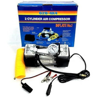 Dharmisho Heavy Duty 2-Cylinder Car Air Compressor, 12V Dc, Portable Tyre Inflator With Pressure Gauge, Metal Construction