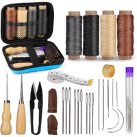 Shopping Mart Leather Sewing Kit, 27 Pcs Leathr Working Tools, Designed Specifically For Leather Repair  Shoes, Sofa, Bags, Etc. Not Intended For Soft Clothing Stitching (1 Pcs)(12 X 8 Cm)(Blue Color)