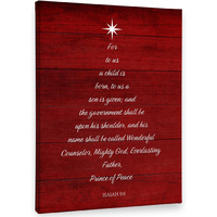 Phamte Christian Christmas Tree Isaiah 9:6 Wall Art Decor Canvas, Red Vintage Farmhouse Rustic Bible Verse Scripture Pictures Wall Decor Art For Living Room Home,Religious Artwork For Walls 11X14 Inch