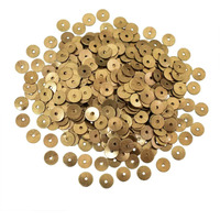 Embroiderymaterial Middle Hole Round Shape Brass Glossy Metal Sequins For Jewellery Making, Craft, Embroidery & Diy (6Mm, Antique Gold, 100 Grams)