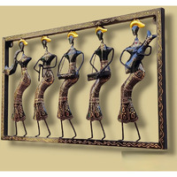 Anshika International Antique 5 Musicians Doll Black Metal Wall Art Frame, Wall Hangings For Home Decoration, Wall Sculpture For Living Room, Wall Hanging Decorative Items (Size: 31X17 In)
