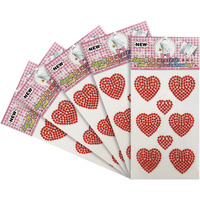 Tied Ribbons Set Of 5 Crystal Heart Shape Self Adhesive Stickers For Art & Craft, Card Making, Scrap Booking, Paper Decoration
