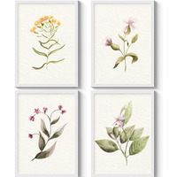 Sc Creatives Set Of 4 Vintage Botany Floral Wall Frame | Wall Decor | 12 X 9 Inches | Ready To Hang