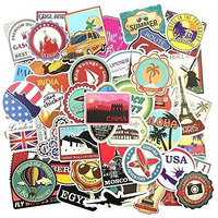 Idream Retro Travel Landmark Waterproof Postage Decals (Set Of 100) For Luggage, Scrapbooking, Laptop & Diy Travel Decor Stickers