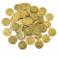 Embroiderymaterial Round Shape Double Hole Metal Sequins For Craft, Embroidery And Jewellery Making 100Gm (14Mm, Gold)