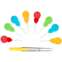 Digsmorden 6 Pieces Gourd Shaped Plastic Needle Threaders, Plastic Wire Loop Diy Needle Threader Hand Machine Sewing Tool With Seam Ripper For Sewing Crafting, 4 Colors Random