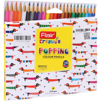 Flair Creative Series Popping Colour Pencils Kit | Hexagonal Shape | Lead Size 3.0 Mm | Bright Shades Color Pencil Set | Safe Colouring Kit For Children | 24 Shades Box Pack
