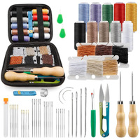 Hasthip 59 Pcs Leather Sewing Kit, Leather Needles For Hand Sewing, Heavy Duty Sewing Upholstery Repair Kit Waxed Thread Large-Eye Stitching Needles For Carseat Backpack Carpet Boots Shoes Sofa