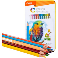Deli Wc00205 Colour Pencil Set | Pack Of 12 Colour Pencils | Bright And Strong Colours Pencils | Non-Toxic Colouring Set | Color Set For Kids
