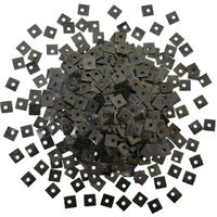Embroiderymaterial Square Shape Centre Hole Sequins Metal Sequins For Craft And Embroidery Purpose 100Gm (Gunmetal Color, 4Mm)