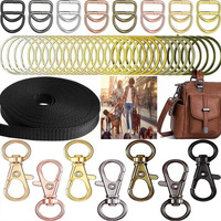 Diy Crafts 2 Sets, Split Ring D Ring Swivel Clasp, Key Chain Hooks With Key Rings And D Rings Bulk Card Holder For Make Lanyard (2 Sets, Split Ring D Ring Swivel Clasp)