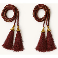 Sync Maroon Long Dori Tassels Latkan For Lehenga Hanging Beads For Blouses Golden Dori Dupatta Lace And Border Materials Chunni Choli Tailoring Dresses Sarees Gowns Curtains Suits Decoration Pack Of 2
