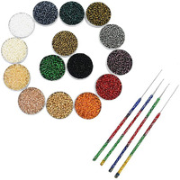 Embroiderymaterial Round Glass Seed Beads Mix And Festive Collection Of Aari Needles Combo