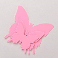 Jaamso Royals Light And Dark Pink Combo Butterfly Self Adhesive Wall Sticker (Set Of 2)