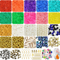 Indikonb Multicolour Beads Set Combo - Polymer Beads, Golden Charms, And More For Craft And Jewelry Making