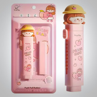 Icora Peach Cake Themed Cute Eraser With Cartoon Girl Design, Pink Rectangular Rubber For Kids, School, And Office Use | Pack Of 1, Pink