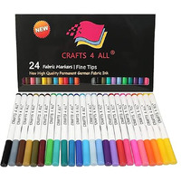 Crafts 4 All Premium Graffiti Fine Tip, Minimal Bleed, Child Safe And Non-Toxic Permanent Color Art Fabric Markers Pens - Set Of 24