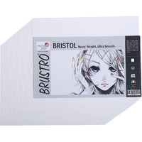 Brustro Artists Small Bristol Paper | 250 Gsm, 50 Sheets, Size (Small) |10X14 Cm| Ideal For Solvent Based Markers, Ink, Airbrush,Pencil & Charcoal, Illustration, Design, Manga