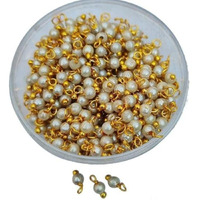 Beads N Fashion Gold Finish Lorials Pearl Latkan Beads  3Mm, 50G Pack For Jewelry Making, Beading, Embroidery & Craft Projects