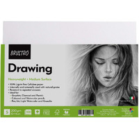 Brustro Artist's Drawing Paper | 200 Gsm | Size (Small) 10 Cm X 14 Cm - 100 Sheets | Ideal For Coloring, Sketching, Professional Art, Craft, Dry Media, Graphite, Charcoal, Pastels, Color Pencils