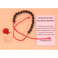 Shivaratna 6 X Rakhi Made Up Of Rudraksha In Nylon Thread (With Roli & Chawal Tilak)