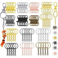 Diy Crafts Silver, 5 Sets 20 Pcs - 50 Sets 200 Pcs, Keychain Rings + Chain,Open Jump Rings & Screw Eye Pins For Crafts Charm Jewelry Making (1 Inch/25Mm) Dno#2 (20 Set(Silver)
