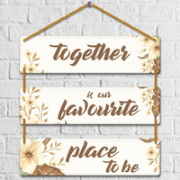 Yey Our Favourite Place Wooden Wall Hanging For Home Decor | Office | Living Room | Bedroom | Quotes Decorative Items (3 Piece Wall Hanging, Multicolor) (Our Favourite Place)