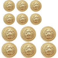 Aakriti 12 Pcs Metal Blazer Button Set, Vintage Gold Lion Head Buttons, For Blazer, Suits, Sport Coat, Uniform, Jacket 6 X 15Mm And 6 X 23Mm (Golden)