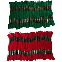 Homeistic Applience Ultimate Cross Stich Embroidery Thread Set: Premium Stranded Cotton Threads For Hand Embroidery & Craft With Embroidery Floss Thread. (Red + Green Color, Pack Of 50)